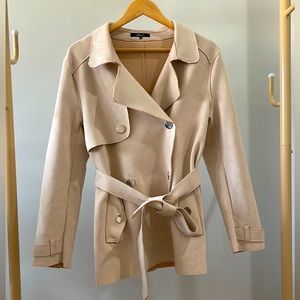 Faux suede trench coat